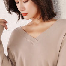 Load image into Gallery viewer, 2019 winter new women's sweater bottoming shirt V-neck Korean version of the self-cultivation solid color wild cashmere sweater