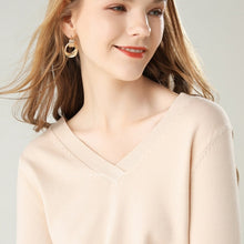 Load image into Gallery viewer, 2019 winter new women's sweater bottoming shirt V-neck Korean version of the self-cultivation solid color wild cashmere sweater