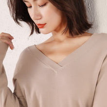 Load image into Gallery viewer, 2019 winter new women's sweater bottoming shirt V-neck Korean version of the self-cultivation solid color wild cashmere sweater