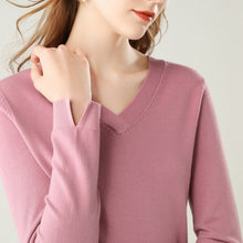 Load image into Gallery viewer, 2019 winter new women's sweater bottoming shirt V-neck Korean version of the self-cultivation solid color wild cashmere sweater