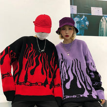 Load image into Gallery viewer, Oversize Knitted Batwing Sleeve Women's Sweater Winter Flame Print Sweaters Female Japanese Long Casual Loose Pullovers Women