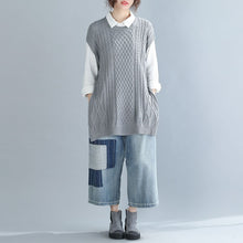 Load image into Gallery viewer, DIMANAF Autumn Plus Size Sweater Women Sleeveless Knitting Vest Pullovers Cotton Loose Lady Tops Large Size Outerwear Clothing