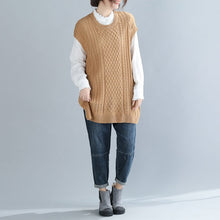 Load image into Gallery viewer, DIMANAF Autumn Plus Size Sweater Women Sleeveless Knitting Vest Pullovers Cotton Loose Lady Tops Large Size Outerwear Clothing
