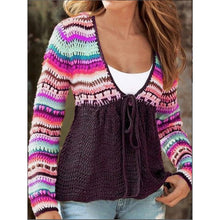 Load image into Gallery viewer, Rainbow Striped Womens Sweater Casual Plus Size Knitted Autumn Winter Pullovers and Sweaters Female Soft Warm Jumper Tops