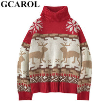 Load image into Gallery viewer, GCAROL New Winter Oversized Christmas elk Sweater Drop Shoulder Short Yarn Knit Jumper Thick Steetwear Jersey Pullover