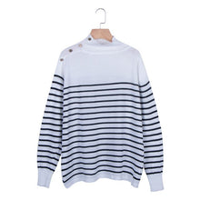 Load image into Gallery viewer, Autumn Winter Black Striped Sweater Women Knitted Pullover Long Sleeves Femme Jumper Thin Black White Woman Clothes