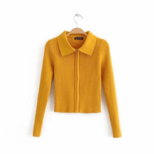 Load image into Gallery viewer, Women Dual Zipper Ribbed Sweater Shirt Cropped Knit Cardigans