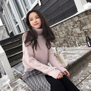 Mishow woman pullovers 2018 korean solid loose autumn winter female long sleeve casual sweater turtleneck MX17D5151