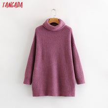 Load image into Gallery viewer, Tangada women jumpers turtleneck sweaters oversize winter fashion 2019 long sweater coat batwing sleeve christmas sweate HY135
