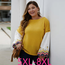 Load image into Gallery viewer, 2019 autumn winter plus size tops for women knitwear long sleeve casual loose sweater large knit pullover yellow 5XL 6XL 7XL 8XL
