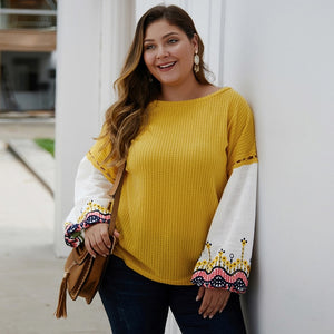 2019 autumn winter plus size tops for women knitwear long sleeve casual loose sweater large knit pullover yellow 5XL 6XL 7XL 8XL