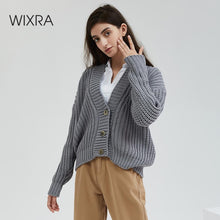 Load image into Gallery viewer, Wixra Knitted Chunky Cardigan Sweater Women Simple Solid Thick Button Clothing Sweater Stylish Tops for Female Autumn Winter
