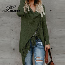 Load image into Gallery viewer, Xnxee Women Knitted Winter Warm Sweater Cardigans Long Sleeve Tassel Fringe Shawl Poncho Cardigan Jackets Coats Oversized
