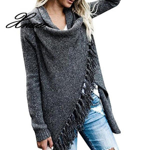 Xnxee Women Knitted Winter Warm Sweater Cardigans Long Sleeve Tassel Fringe Shawl Poncho Cardigan Jackets Coats Oversized