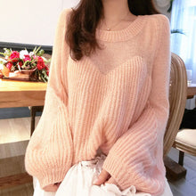 Load image into Gallery viewer, Autumn and winter new fairy soft waxy sweater gentle feeling full of lazy wind loose thin lantern sleeve sweater women
