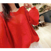 Load image into Gallery viewer, Autumn and winter new fairy soft waxy sweater gentle feeling full of lazy wind loose thin lantern sleeve sweater women
