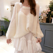 Load image into Gallery viewer, Autumn and winter new fairy soft waxy sweater gentle feeling full of lazy wind loose thin lantern sleeve sweater women
