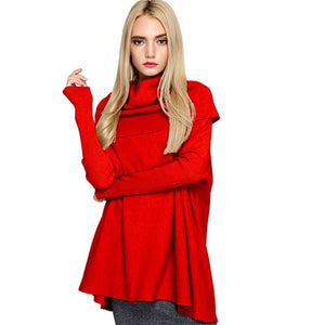 New 2020 Spring Autumn Women Casual Sweater Fashion Turtleneck Knit Pullover Loose Large Size Bat Sleeve Long sleeve Sweater Top