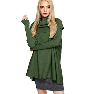 New 2020 Spring Autumn Women Casual Sweater Fashion Turtleneck Knit Pullover Loose Large Size Bat Sleeve Long sleeve Sweater Top