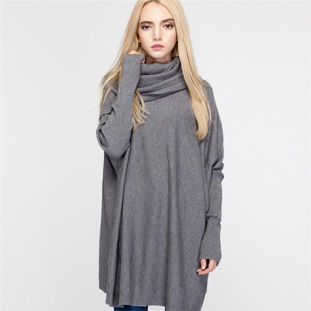 New 2020 Spring Autumn Women Casual Sweater Fashion Turtleneck Knit Pullover Loose Large Size Bat Sleeve Long sleeve Sweater Top