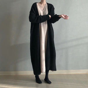 LANMREM 2020 Spring New Products Fashion Solid Color Loose Long Knee-length Cardigan Sweater Coat Female PB230