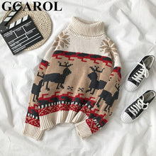 Load image into Gallery viewer, GCAROL New Winter Oversized Christmas elk Sweater Drop Shoulder Short Yarn Knit Jumper Thick  Steetwear Jersey Pullover
