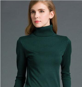 Women Knitted Sweaters 2019 Autumn Winter Turtleneck Pullovers Stretch Tops Black Red White Femme Pull Ladies Clothing Stretch