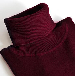 Women Knitted Sweaters 2019 Autumn Winter Turtleneck Pullovers Stretch Tops Black Red White Femme Pull Ladies Clothing Stretch