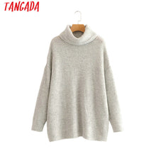 Load image into Gallery viewer, Tangada women jumpers turtleneck sweaters oversize winter fashion 2019 long sweater coat batwing sleeve christmas sweate HY135
