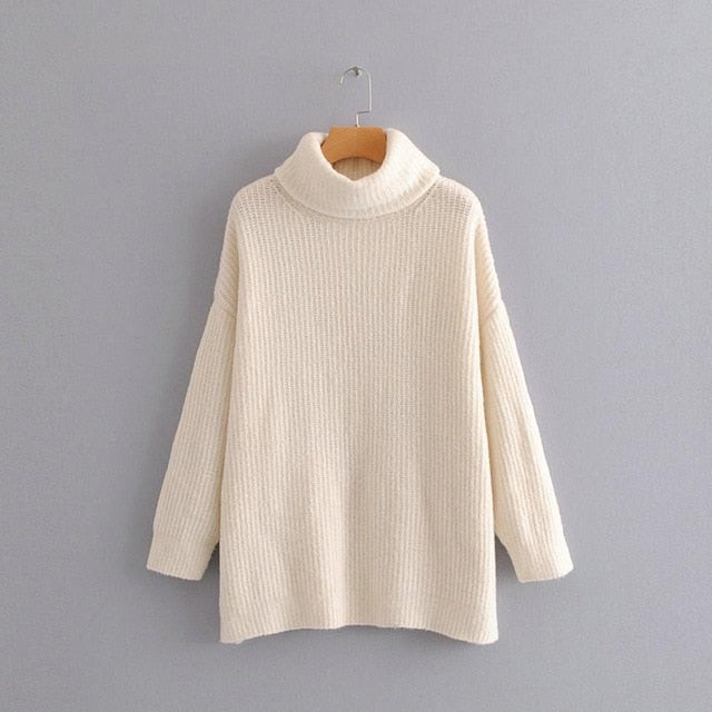 Tangada women jumpers turtleneck sweaters oversize winter fashion 2019 long sweater coat batwing sleeve christmas sweate HY135